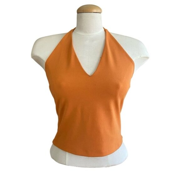 Garage Clothing Orange Halter Crop Top Women’s Size Medium - Picture 1 of 4